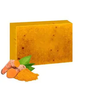 Veecent Turmeric Soap 100g - Gentle Cleansing & Moisturizing 2-in-1 Facial & Body Soap for Women & Men Infused with Kojic Acid & Lemon Extract for Brightening & Nourishing Skin Care Brightening Daily