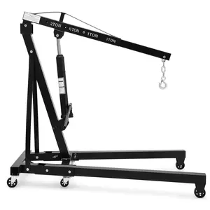 GAOMON Hydraulic Engine Hoist 2 Ton, Cherry Picker Shop Crane with 6 Casters and Telescopic Boom, 4400 Lbs Heavy Duty Engine Hoist Crane Lift for Garage, Workshop, Automotive Repair, Black