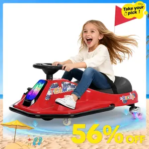 [24V Wiggle Car] Phivilla Home 24V Electric Drift Car for Kids, 360° Rotating Ride On,  Go Kart with 9.3 MPH Max, Light-Up Rear Wheels, Bluetooth Music, Safety Harness, Flashing Front Lights, Ages 3+, Slow Start,SummerVibes