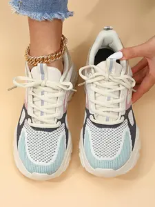 Women's Sporty Low Top Lace Up Breathable Sneakers, Fashionable Lightweight Breathable Anti-slip Round Toe Sneakers, Casual Outdoor Running Shoes, Athletic Running Shoes, Athletic Running Trainers