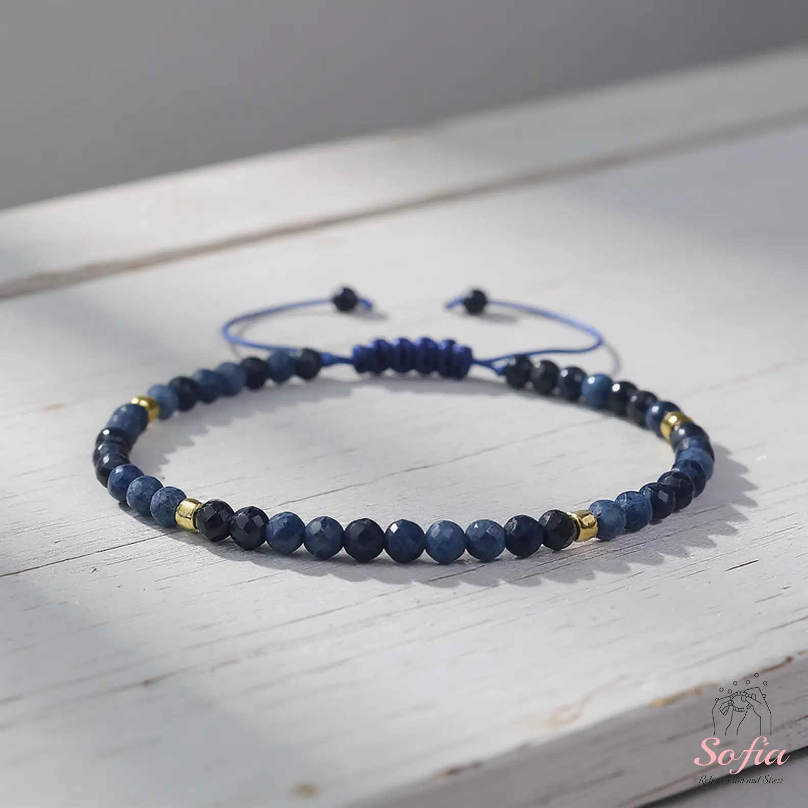 Sofia Sapphire Stone Bracelet - Natural Sapphire Gemstone Dainty Bracelet - Minimalist Healing Bracelet Gift for her, gift for him