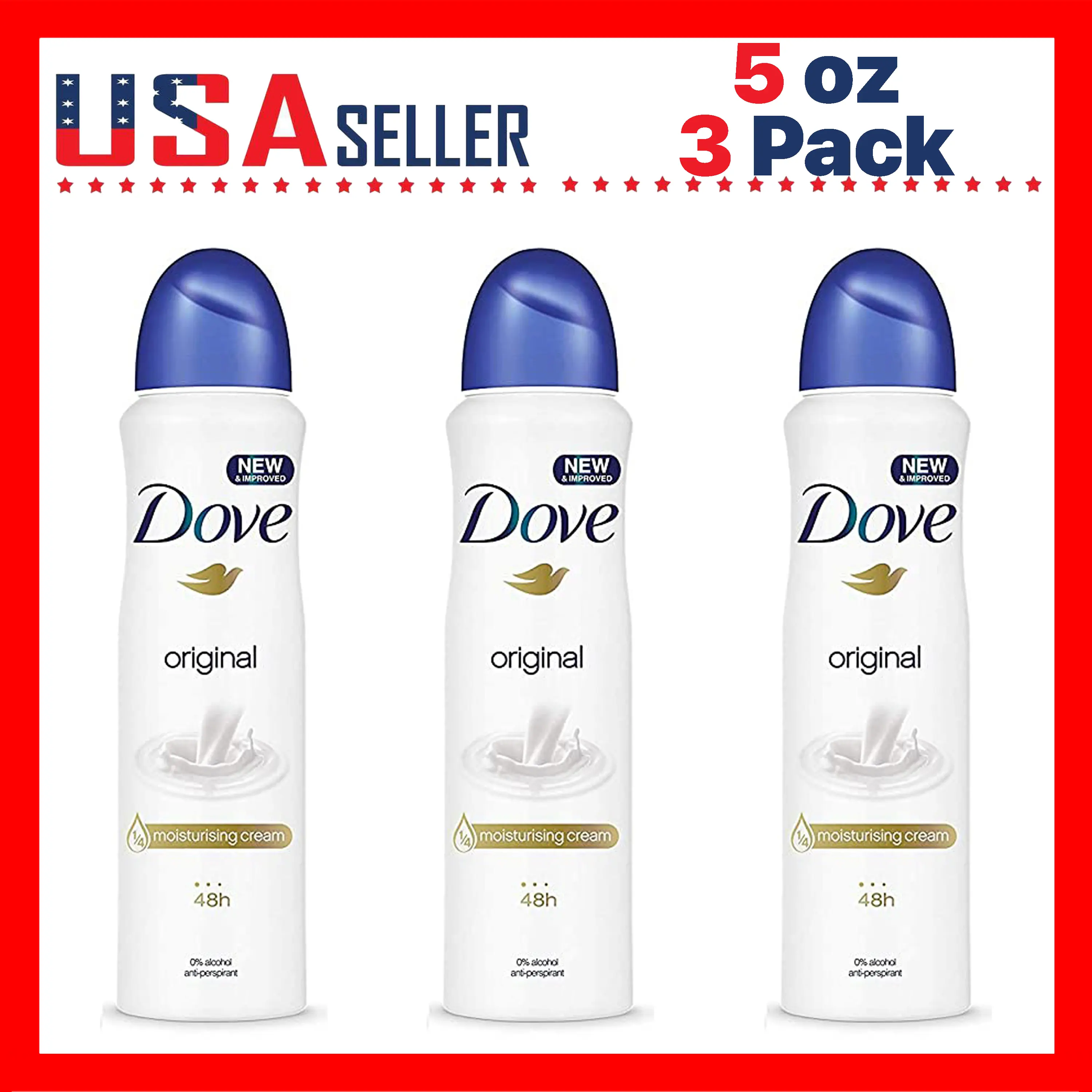 Dove Original Aerosol Spray Deodorant 150ml / 5.07oz x [3 Pack] – Fresh Clean Scent, 48H Odor Protection, Alcohol-Free Antiperspirant Body Spray with 1/4 Moisturizing Cream, Gentle Daily Underarm Care for Men & Women, Smooth Soft Skin