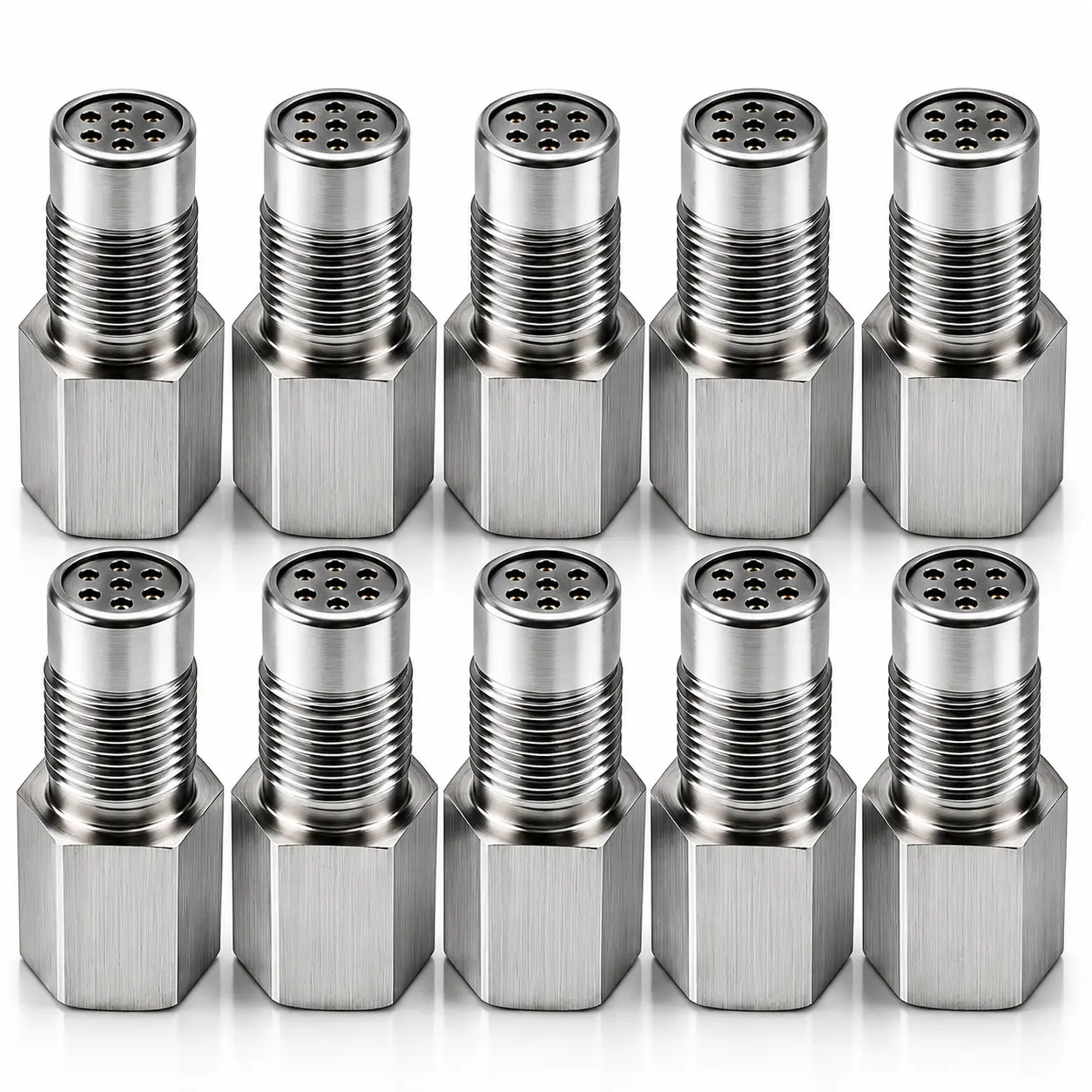 10-Pack Stainless Steel Hex Connectors - Durable, Corrosion-Resistant Threaded Bolts for Industrial Users, Heavy-Duty Machinery Reliable Connectivity on Metal Surfaces