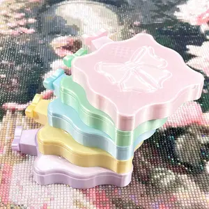 Bow Shaped Magnetic Diamond Painting Tray with Pastel Colors and Gold Accents for Crafting