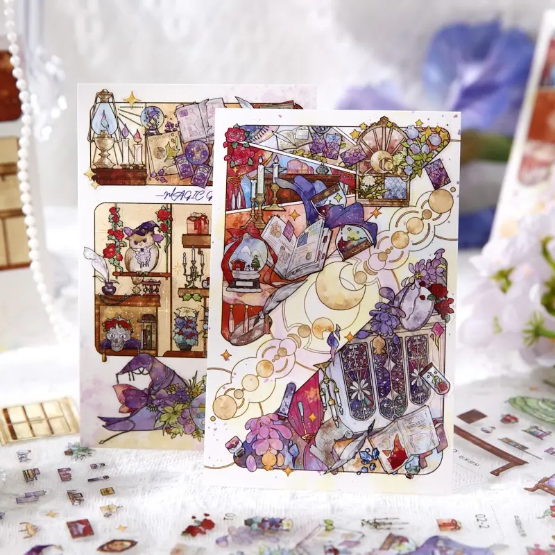 Creative Postcard Bag, Time-Travel Collection Series Fantasy Theme Stickers, Room Decoration, Aesthetic Postcards, Stationery, Collage Decor Kit