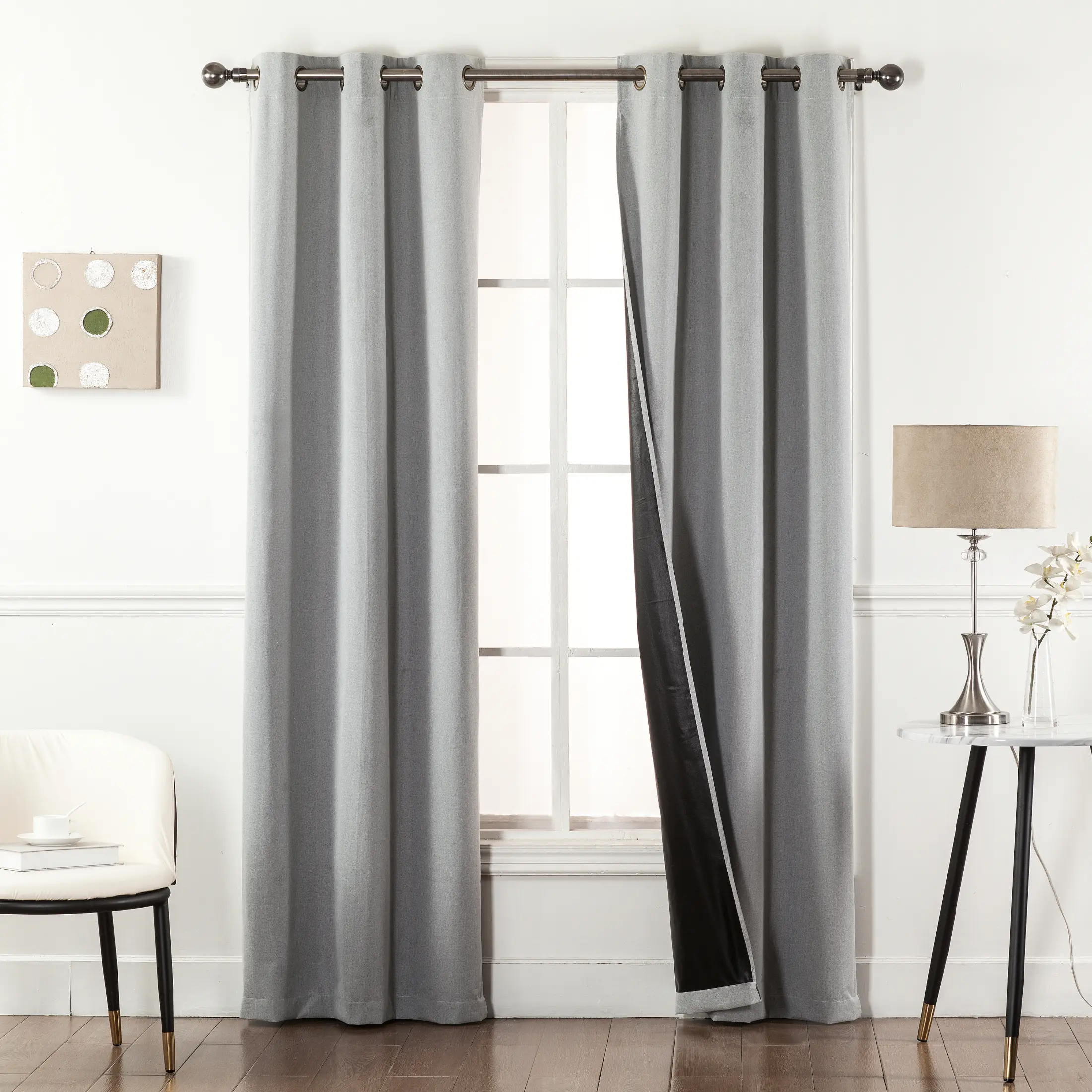 100% Blackout Curtain with Black Back and Grommet Top (1 Panel)
