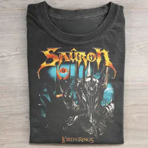 Gildan Men's Vintage Sauron Graphic Tee - The Lord of The Rings Movie Shirt, Middle Earth, J.R.R. Tolkien, Mordor, Dark Lord - Casual Fit Streetwear Menswear Top