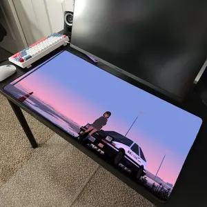 Initial D Aesthetic Sunset Anime Desk Mat Mousepad 31.5" x 15.5"