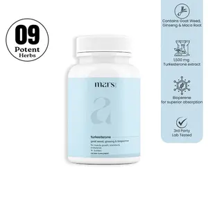 Mars Turkesterone Capsules - 1500mg Plant-Based Adaptogen with Goat Weed Ginseng & Maca Root for Muscle Growth & Strength - Enhanced with BioPerine for Superior Absorption