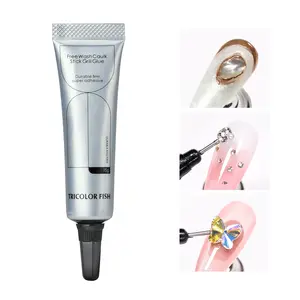 TRICOLOR FISH No Wipe Rhinestone Glue for Nails, Super Strong Nail Charm Glue Bling Gel for 3D Decorations Nail Art Gems Jewelry Diamond for Nail Techs Supplies Beginners, Nail Lamp Required