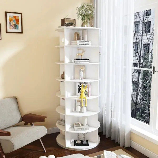 Bellemave  Rotating Shoe Rack Tower, 7-Tier Spinning Storage Rack, Free Standing 360° Revolving Shoe Organizer, Holds 28 Pairs of Shoes