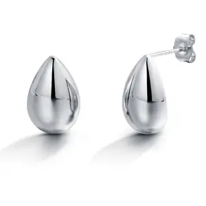 925 Sterling Silver Teardrop Shaped Dome Earring Studs, Gold or Silver Studs, 14K yellow And White Gold Plated Drop Studs, Teardrop Studs