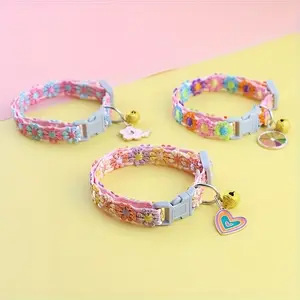 Adjustable Lace Pet Collar with Pendant, Suitable for Small Cats and Dogs, Stylish and Comfortable Pet Accessory