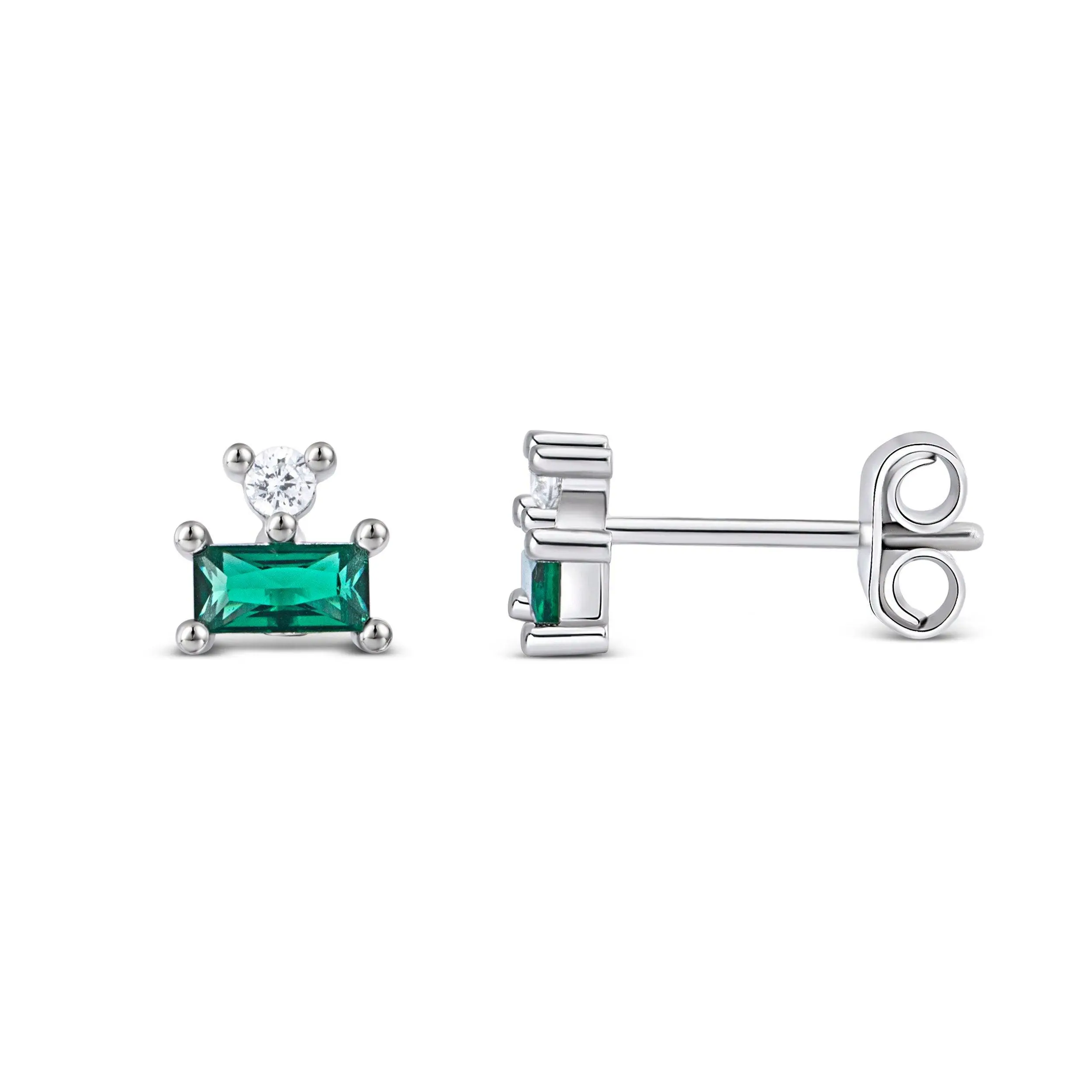 Emerald Studs – Solid 925 Sterling Silver, Thick Real 18K Gold Plating – emerald stone earrings, green gemstone earrings, bridesmaid gift, hypoallergenic fine jewelry – Gift for Her, Mom & Best Friend, Mother's Day, Anniversary & Birthday