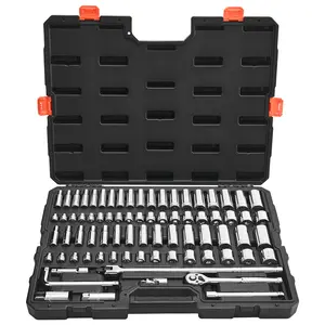 【Summervibes】VEVOR 76-Piece 3/8 Inch Drive Socket & Ratchet Set, CR-V Alloy Steel Mechanic Tools Tool Kit Set, SAE & Metric Deep/Shallow Sockets, Automotive Repair Kit with Accessories & Storage Case