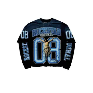 Fields Black/Blue Double Layer Long Sleeve Graphic T-Shirt