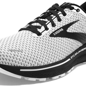 Brooks Men's Adrenaline GTS 22 Supportive Running Shoe, White/Grey/Black, 10