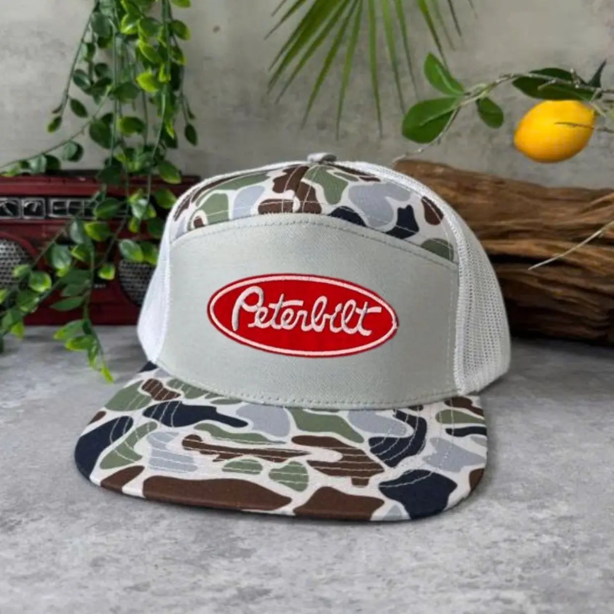 Peterbilt Red Embroidered Trucker Hat, Vintage Semi Truck Mesh Snapback Cap, Adjustable Diesel Driver Gift for Truckers and Men
