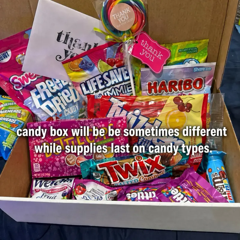 Fruity Sugar-Based Candy Random Surprise Set - 1 Large, 5 Normal-Size, 2 Saturated Fat-Free, 14 Pcs Mixed Snacks, Pastel Ambient Ready-to-Eat Gift-Box Variety for Parties, All Ages Sweet Sharing Gift Box