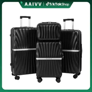 AAIVV 4-Piece Luggage Set, Lightweight Durable Expandable ABS Hardshell Suitcases (13/20/26/28in) with TSA Lock, USB Charging Port, Cup Holder, Spinner Wheels for Family Travel, Back to School (TSA-Proof, Lock, Rigid, Durable Luggage Sets), Tsa-Proof Lugg