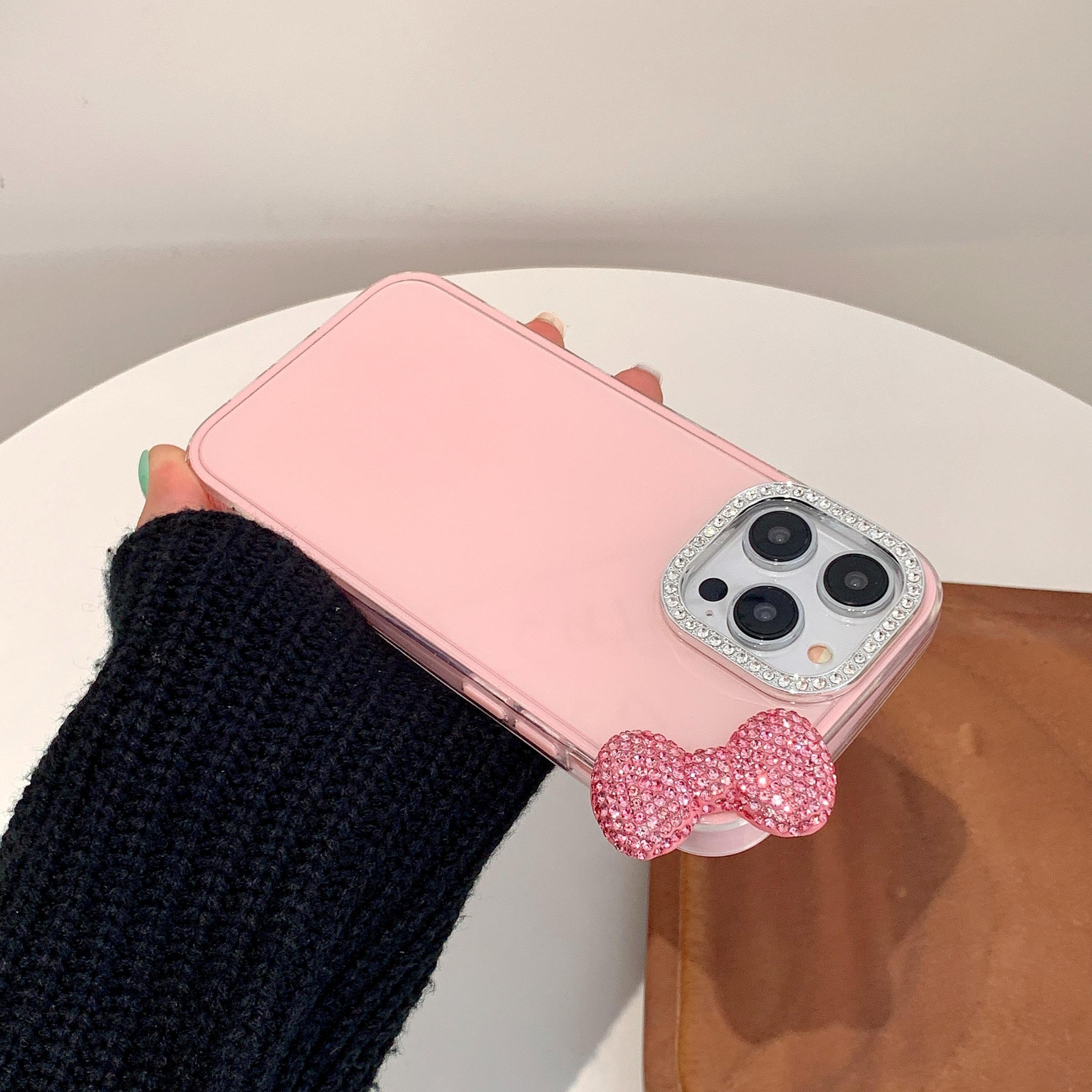 Rhinestone Decor Bowknot Design Phone Case, Cute Phone Protective Cover, Phone Accessory Compatible with iPhone 14 15 Pro Max, Casing