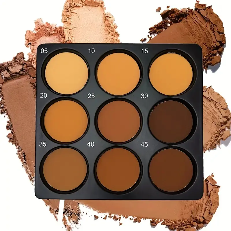 9-Color Contouring Palette Set: Facial Contouring Makeup Oil-Control Foundation, Gentle Concealer, Eyeshadow, Highlighter, Bronzer Makeup Kit with Matte-Finish Natural Look, Waterproof and Sweatproof