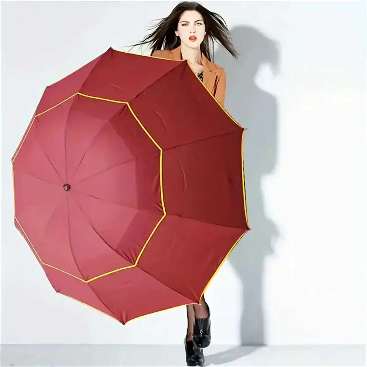 Waterproof Folding Umbrella, Large Dual-Layer Design, Durable 10 Ribs, Compact & Lightweight, Unisex Rain Gear for Men Women, Portable Folding Umbrella, Portable Foldable Umbrella, Umbrellas For Rain