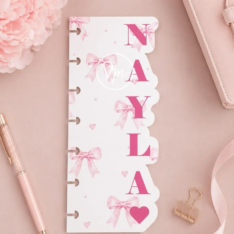 Personalized Planner pg or divider. Custom Name Dashboard Insert | Coquette Planner Tab | Discbound and binder Planner Accessory