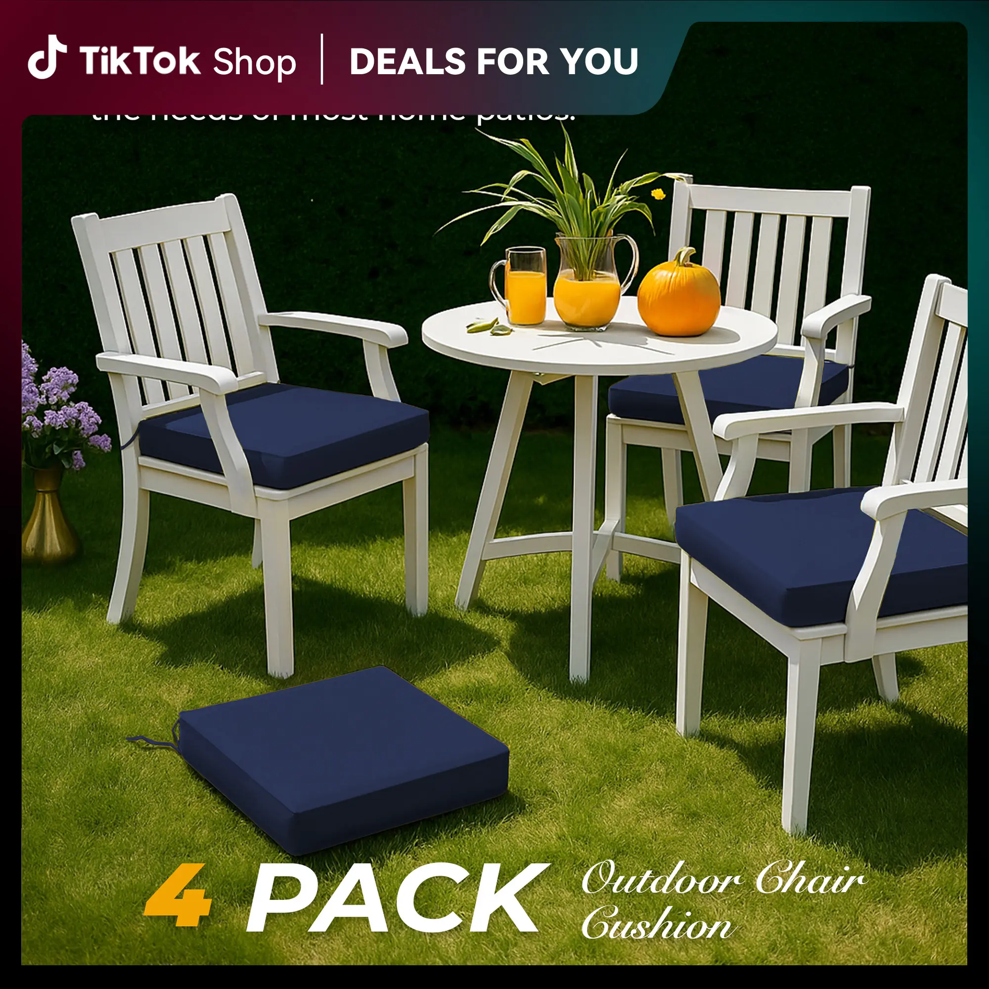 PEACE NEST 4-Pack All Seasons Outdoor Chair Cushions, 18.5x16x3" Thick Waterproof Seat Pads with Ties, Washable Boho Paisley/Citrus Leaf for Garden/Balcony Dining Furniture