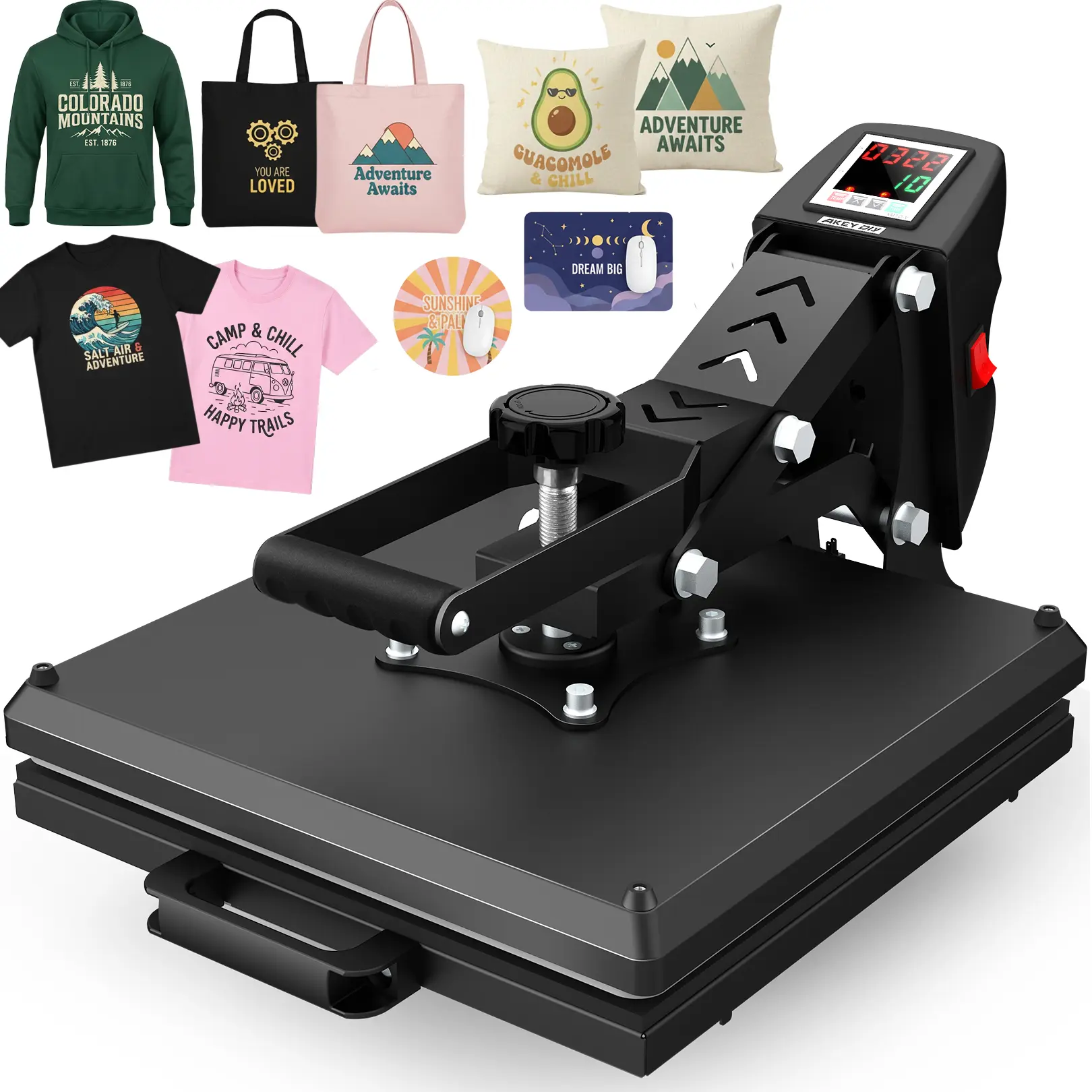AKEYDIY 15×15 Inch Slide-Out Sublimation Heat Press, Flip-Top Heat Press, Industrial-Grade Digital Transfer Machine, Rapid Heat-Up, Suitable for Heat Transfer Vinyl, Works for T-Shirts, Bags, Pillows, Mouse Pads, Keychains, mothersdaygift