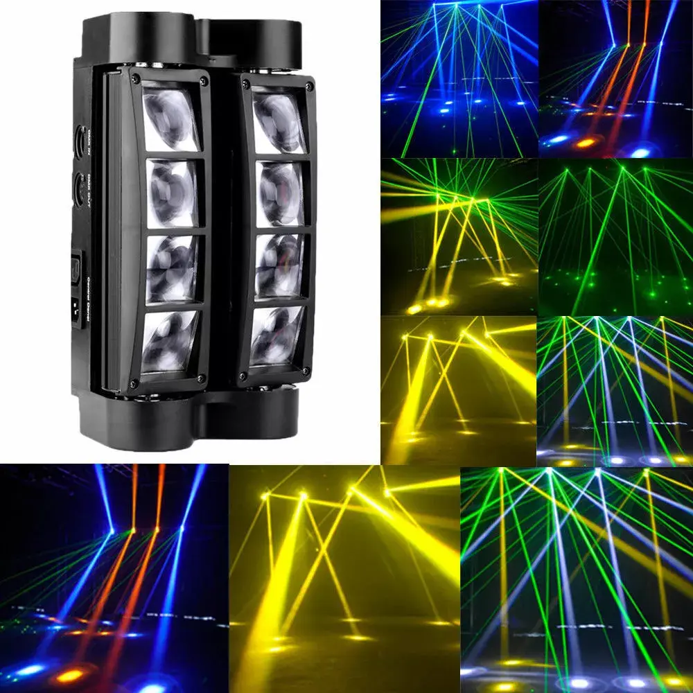 Portable‌ 80W  8LED Spider Moving Head Light / Rotating Ball Laser Beam Strobe Light – for Clubs Bars Stages Home Party