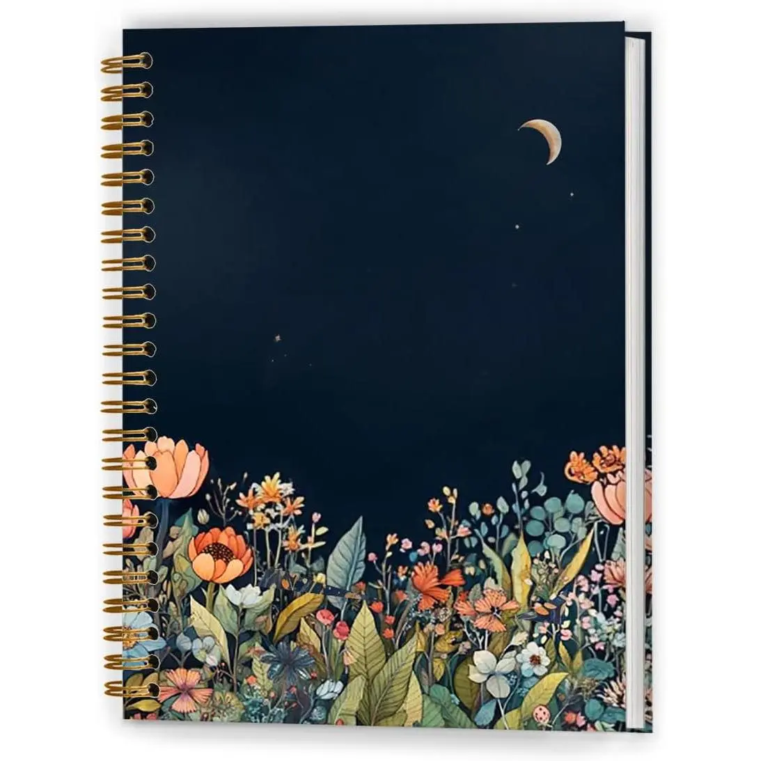 Colorful Floral Moonlit Notebook, Rustic Wildflower Botanical Journal, Cottagecore Floral  Journal, Nature Lover Gifts Hardcover Spiral Notebooks, 5.5x8.3 Inch