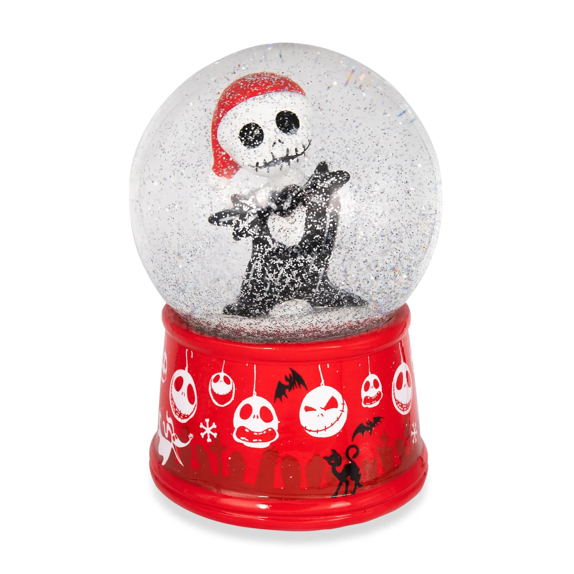 Disney The Nightmare Before Christmas Santa Jack 6 in Light-Up Snow Globe, Fandom Collectible Figurine, Home Decor Ornament with LED Lights, Battery-Operated