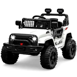 GARVEE 12V Ride-On Truck Car with Remote Control, Spring Suspension, LED Lights, Bluetooth, and Dual Speed Options - Available in Blue and Black for Young Drivers