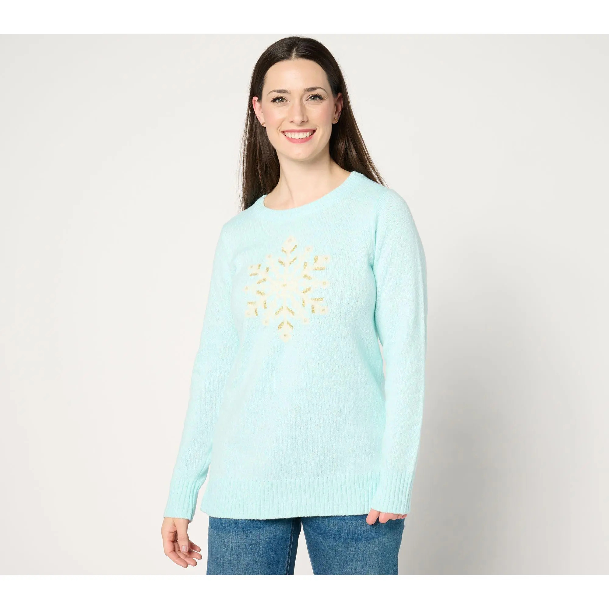 Jingle Belles by Kim Gravel Let's Get Cozy Lurex Holiday Sweater