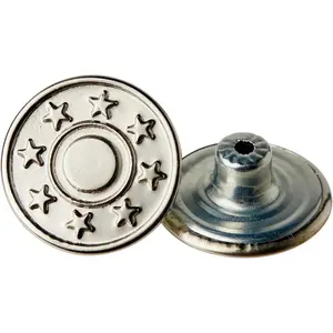 20mm Replacement Jean Buttons 12 Sets Shiny  Tack Buttons Close-Match Metal Button for Replacement, Easy Install no Sewing &Clothes Protect with Screw and Tool Button for Jeans Pants Button