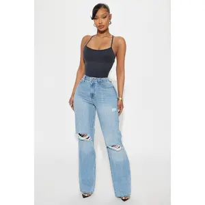 London High Rise Straight Leg Jean - Medium Wash