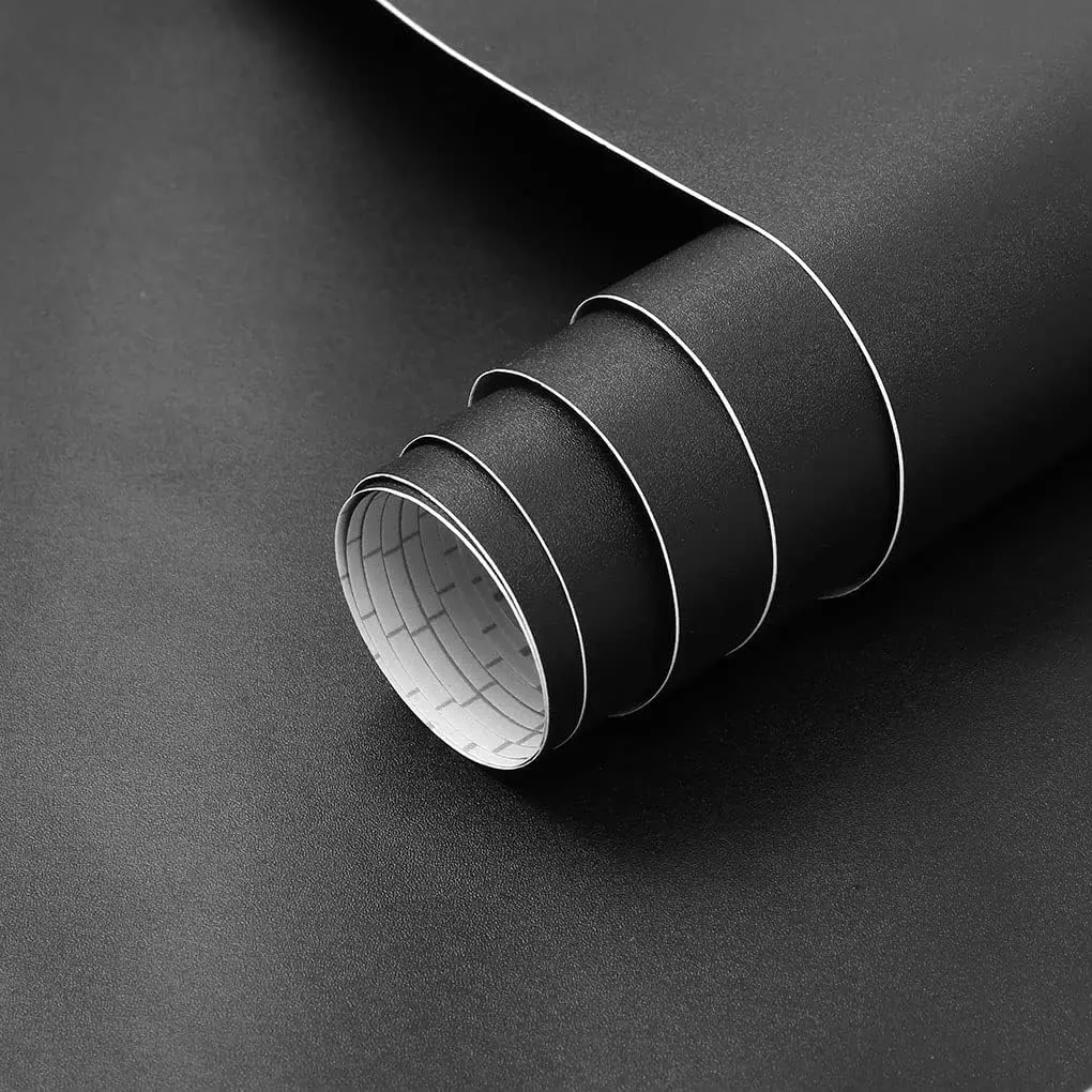 Peel and Stick Wallpaper Designs, Matte Black Contact Paper, Self-adhesive and Removable Wallpaper, Waterproof Contact Paper for Cabinets, Kitchen Counter, Countertops, Home, Interior, Interior Walls, Wallpaper Roll, Bathroom Wallpaper Peel and Stick