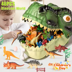 46pcs Dinosaur Toys Playset for Kids- 26Pack Realistic Jurassic Dinosaurs Figures with Eggs&Trees&Fence, Educational Play Figure Playset for, Create a Simulation Dinosaur World, Gift for Boys