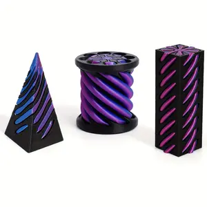 3pcs Impossible Cone Spiral Ornament Set, Durable Plastic Sculpture Desk Decor, Collectible Figurines, Unique Indoor Outdoor Gift for Collectors & Home Office Shelves