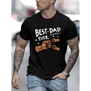 Mens Best Dad Ever Fist Bump Print Cotton TShirt Casual Crew Neck Short Sleeve Soft Breathable Summer Streetwear Top For Men Perfect Fathers Day Gift