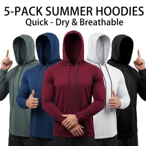 Long Sleeve Fishing Shirts with Hood UPF Sun Protection Quick Dry Athletic Tops Hoodie Menswear Breathable Sweatshirts