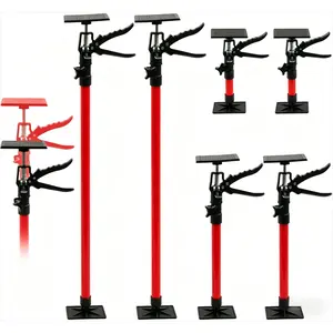 2-Pack Adjustable Telescopic Support Rods – 11.8 to 114 inch Heavy Duty Steel Pole – Max Load 154 Lbs – Multi-Purpose Support for Cabinet Jack, Wardrobe, Drywall Lift & Third-Hand Support System – Anti-Slip Stabilizer-Red
