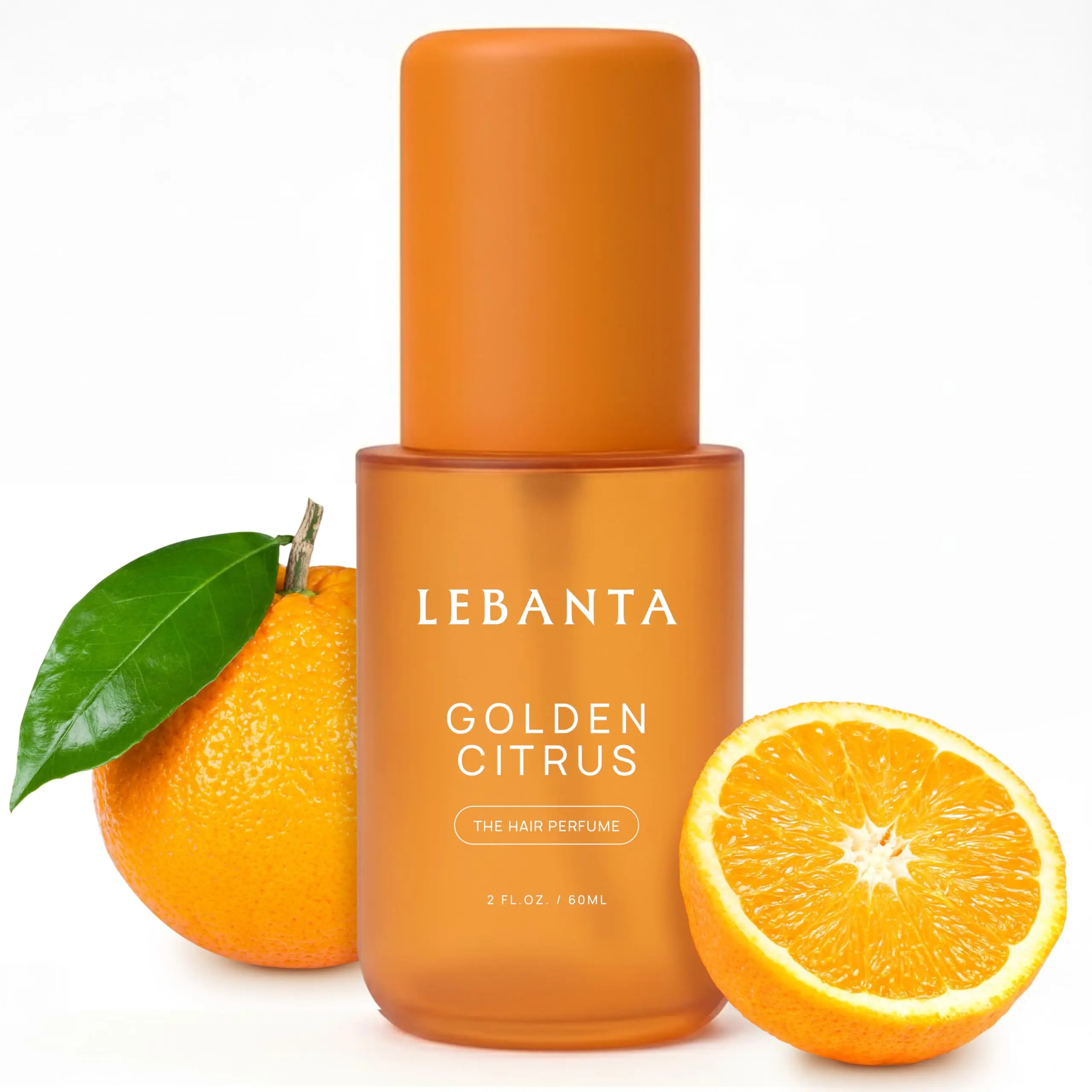 LEBANTA Hair Perfume for Women, Golden Citrus Scent - Hydrating & Odor Eliminating Mist for All Hair Types, Alcohol-Free, 60ml Travel Size, Single Item, Odor Removal, Citrus Women's Fragrance, Mist Bottle Women's Fragrance
