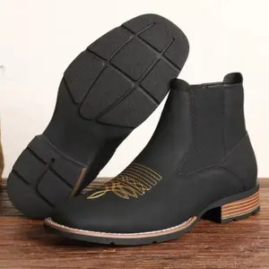 LQUN 2026Men's business  design short , fashionable round toe Chelsea , suitable for daily versatile brown    embroider business occasion Work Ankle Boots boots for menGift(gift)Gift