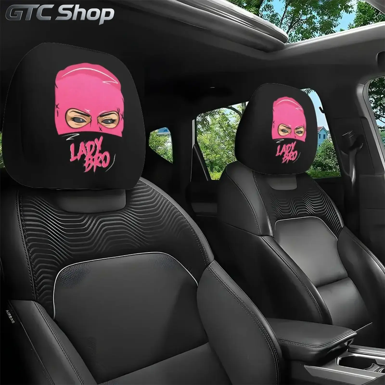 Women's 2-Pcs Printed Car Headrest Pillow Covers, Polyester Fiber Lightweight Car Accessories, All-Season Auto Interior Decor for Long Drive Comfort