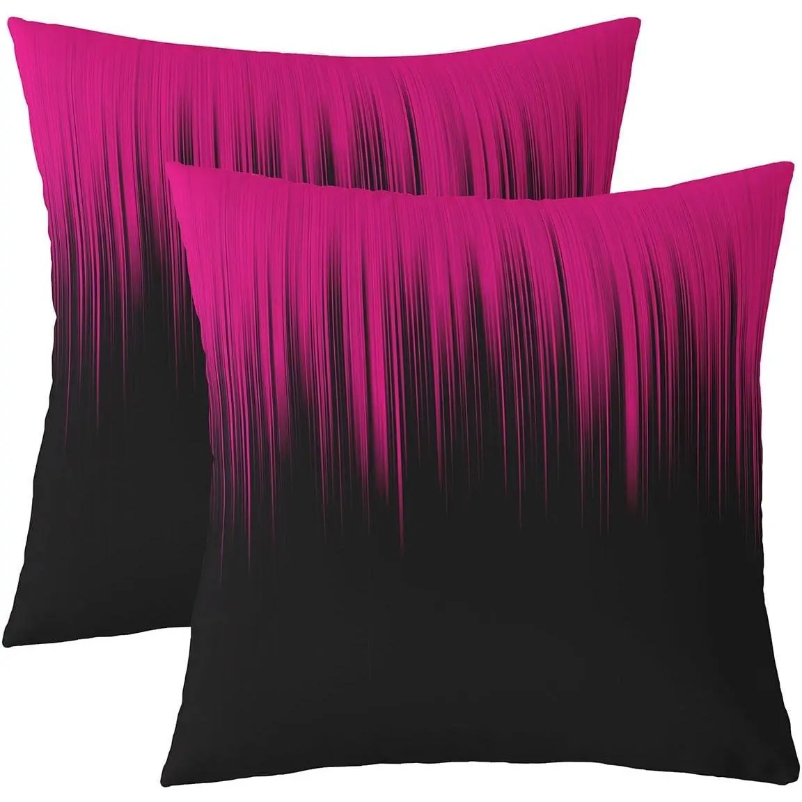 Black Decorative Pillow Covers Hot Pink Throw Pillow Covers Women Black,Glowing Ombre Abstract Pillow Covers