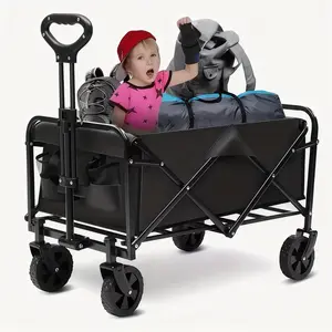 2025 New Heavy Duty Collapsible Wagon Cart - Large Capacity Foldable Beach Cart for Camping, Sports,Shopping & More , Portable & Easy to Store