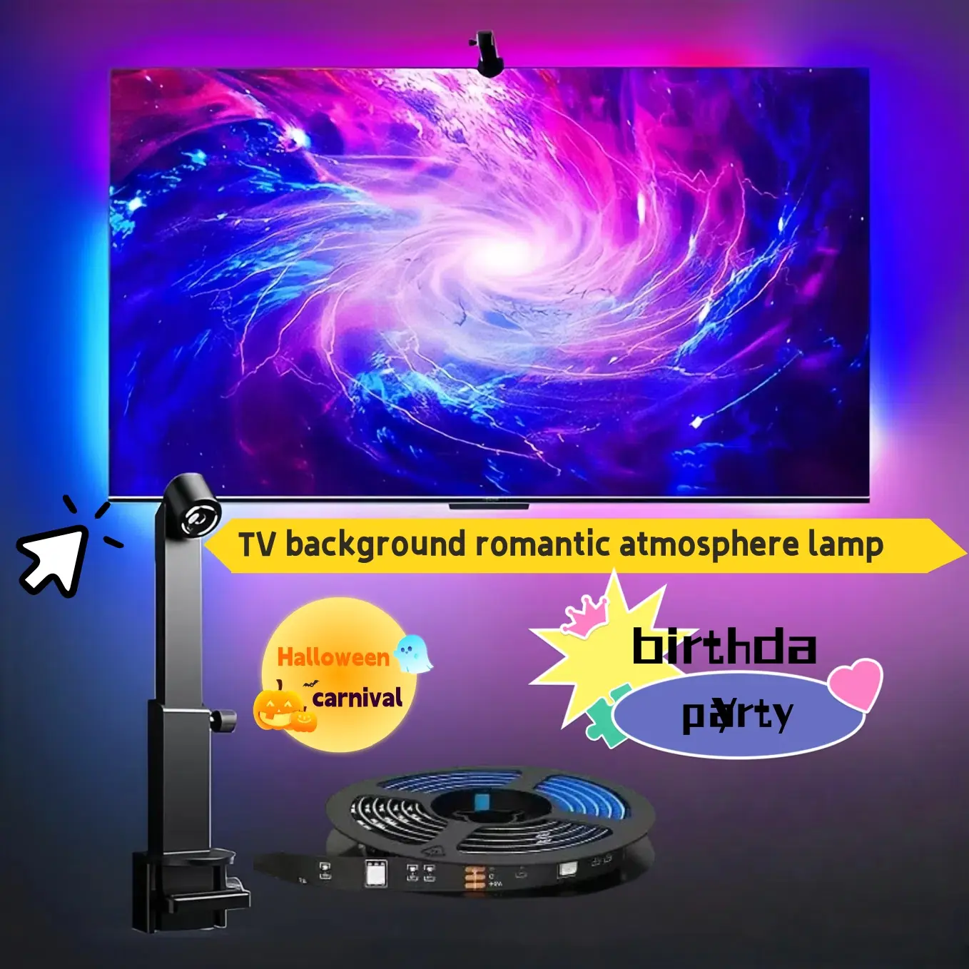 Immersive TV Background Atmosphere Light Intelligent TV Sync Light Atmosphere Lighting Adjustable Rgb Lighting Ambient Light Led Lights Vibrant Rgb Lighting