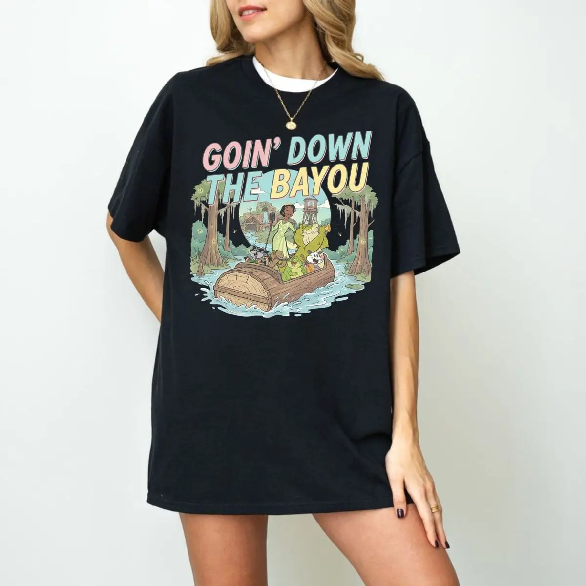 Tiana Princess Goin Down The Bayou Adventure Ride T Shirt, Princess And The Frog Tee, Fantasy Trip Gift, Unisex Short Sleeve Tee, Graphic Round Neck Tee